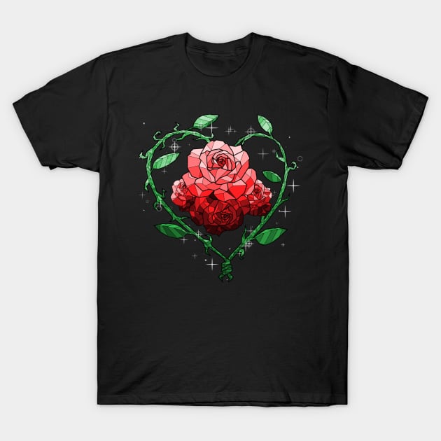 Red Crystal Flower T-Shirt by Saira Crystaline